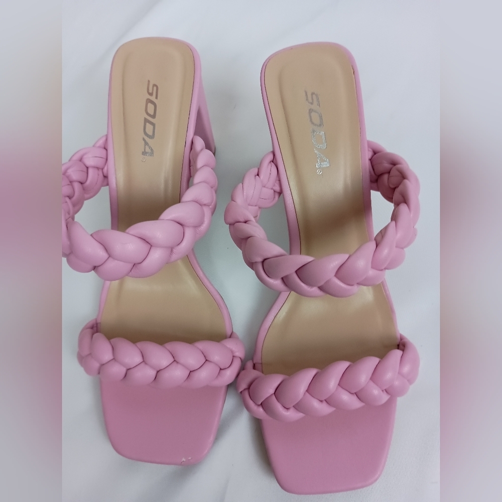 Soda Women's Pink‎ Braided Strap Smer Sandals (#1,004)